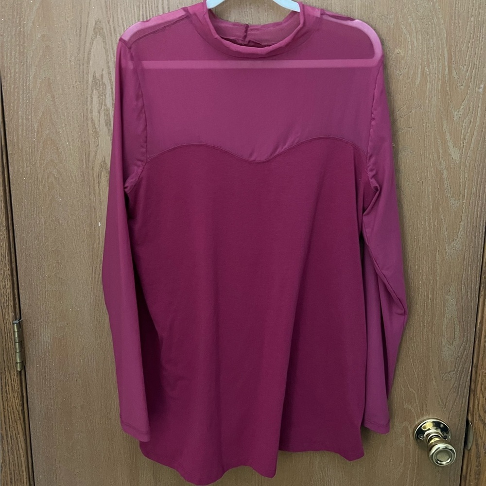 Torrid 2X Sheer Stretch Pink Long Sleeve Top